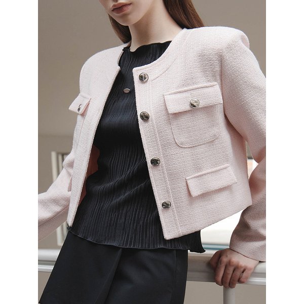 26SS 러버 포켓 트위드 자켓, 핑크 (3color)