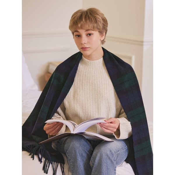 메리노울 숄 70cm - 블랙 워치