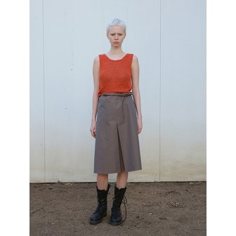 낫띵에브리띵 RAW DETAIL MIDI SKIRT IN ORANGE KHAKI