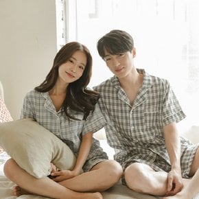 / 포레스트 체크 커플 반팔 파자마 홈웨어