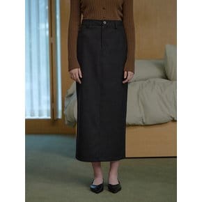 Wool straight maxi skirt (Black)