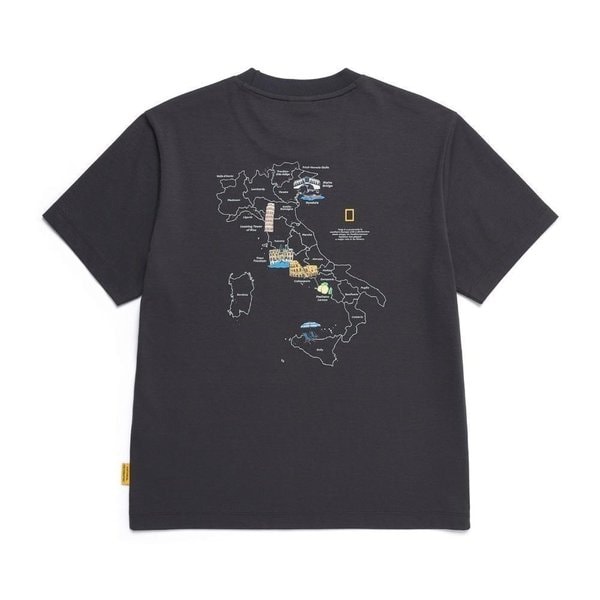 [여주점] N252UTS092 크로우 유니 COOL MAX 월드맵 그래픽 베이직핏 반팔 티셔츠 DGREY