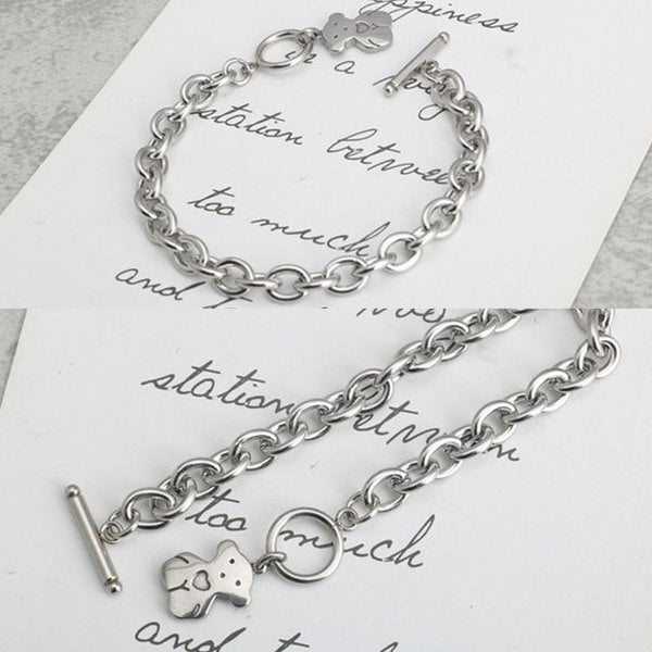 써지컬스틸 곰돌이참 체인 남녀공용 팔찌 (WFHN6NF)