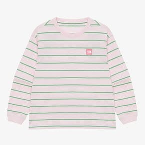 [노스페이스키즈 공식] NT7TR04V 키즈 글랜 스트라이프 긴팔 라운드 티_PASTEL PINK