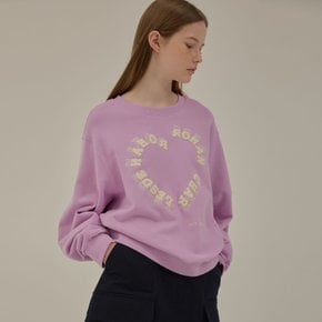 Heart lettering loose-fit sweat shirt_Purple