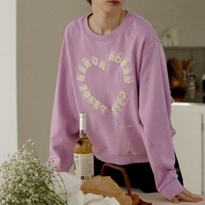 Heart lettering loose-fit sweat shirt_Purple