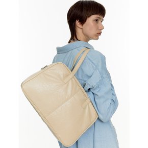 Trapezoid Pillow Shoulder Bag (beige)