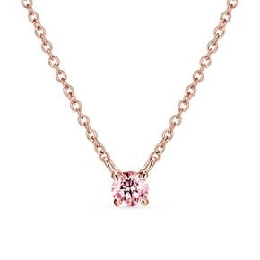 18k 베이직 랩 다이아몬드 4프롱 목걸이_2.5mm_핑크
