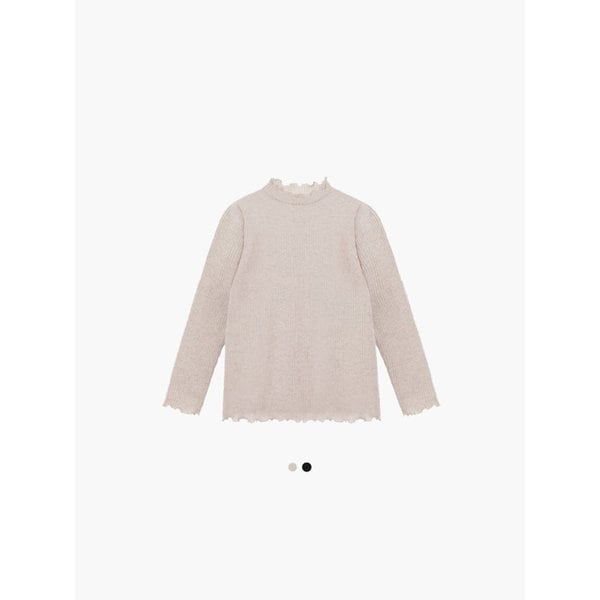 트윙클 인터록 하이넥 티셔츠(Black/Beige)