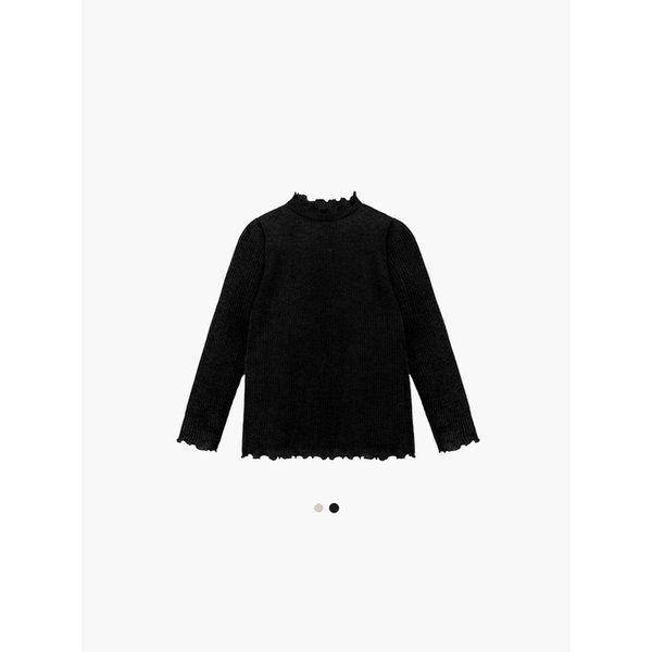 트윙클 인터록 하이넥 티셔츠(Black/Beige)