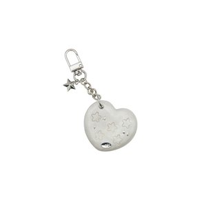 heart star mirror key ring-white pearl