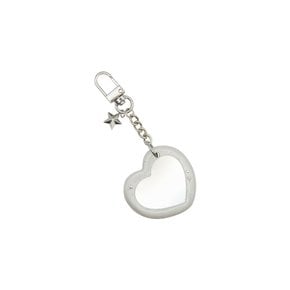 heart star mirror key ring-white pearl