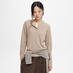 WOMAN 와플 헨리넥 롱슬리브 티셔츠 [BEIGE] / GF3LTS512