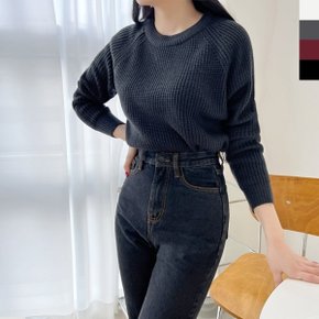 블레오 여성 봄 가을 라운드넥 편한 시보리 하찌 긴팔 니트