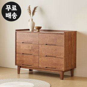 로덴 고무나무 원목 3단 와이드 서랍장 삼단 수납장 체스트 낮은 안방(1200/월넛)