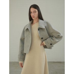 RAGLAN SHORT WOOL COAT / GREY