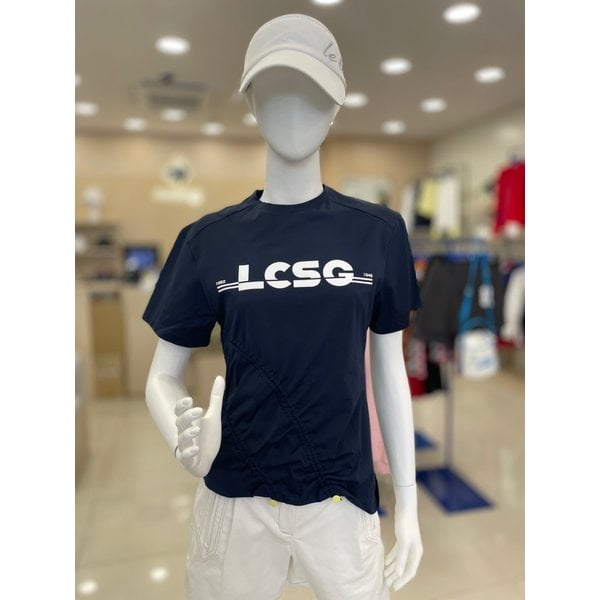 [여주점] 여성 스트링 포인트 소재 배색 반팔 티셔츠GQ122LRS37