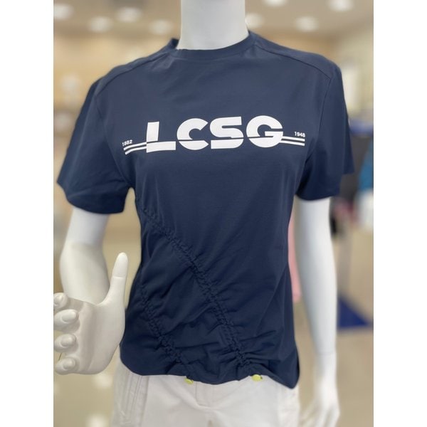 [여주점] 여성 스트링 포인트 소재 배색 반팔 티셔츠GQ122LRS37