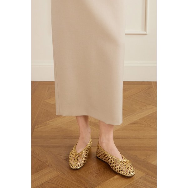 르 몽드 베릴 가죽 발레리나 플랫 골드 46376663163077889