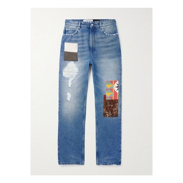 파울라 이비자 스트레이트 패치워크 디스트레스 진 블루 46376663162864731