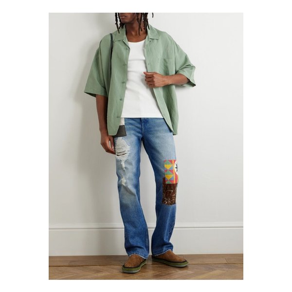 파울라 이비자 스트레이트 패치워크 디스트레스 진 블루 46376663162864731