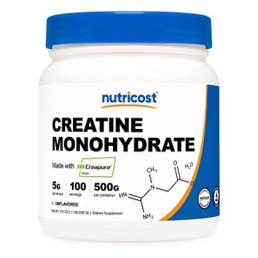 Nutricost뉴트리코스트  크레아틴  5000mg  모노  하이드레이트  무향  500g  100서빙