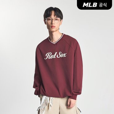 MLB [코리아공식] 스포티브 바시티 오버핏 우븐 맨투맨 BOS (Burgundy)