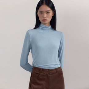 Soft Slim Turtle-neck Top (Sky Blue)