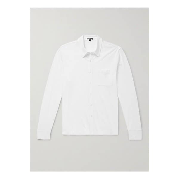 클린 피니시 슬림핏 코튼 저지 셔츠 화이트 45666037505179990