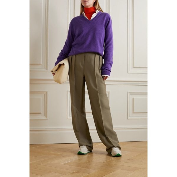 Randa Pleated Cotton And Silk-blend Straight-leg Pants 브라운 1647597276060527