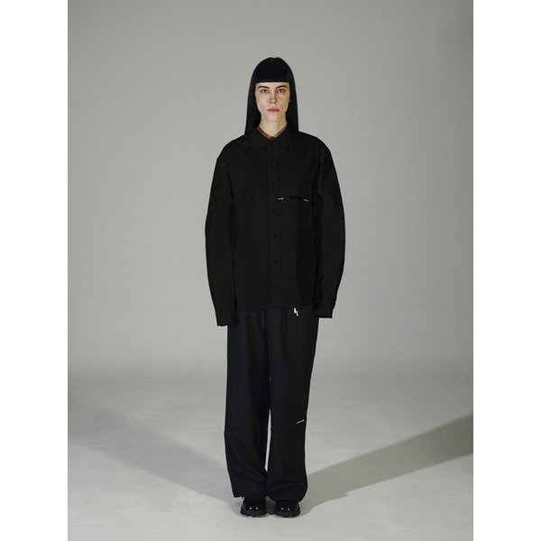 BLACK COTTON TAPPED SHIRT