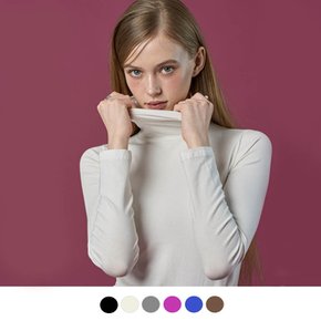 [6colors] 모달 도톰 스킨핏 니트 목폴라 롱슬리브 긴팔 목티 이너