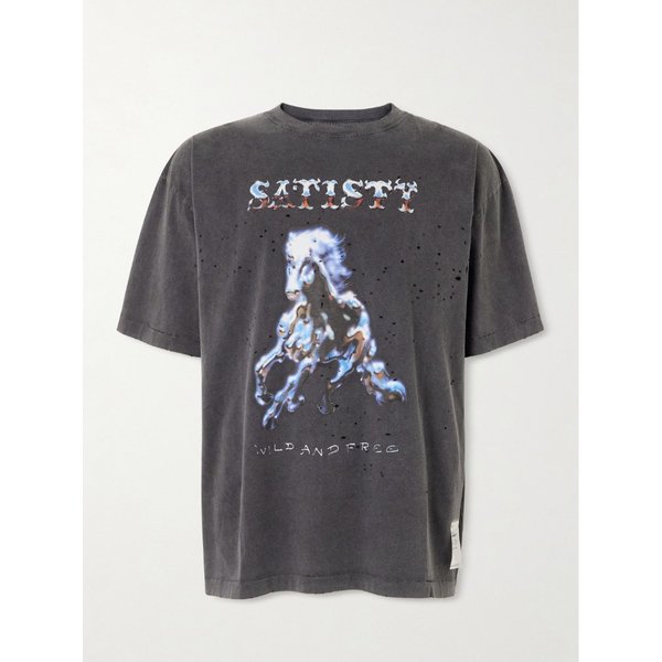 로고 프린트 디스트레스드 MothTech 코튼 저지 티셔츠 46376663163018372