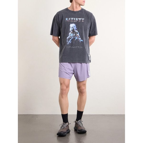 로고 프린트 디스트레스드 MothTech 코튼 저지 티셔츠 46376663163018372