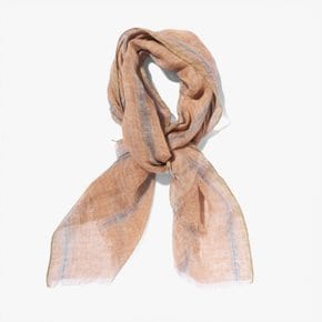 파올로 알비자티 스카프 PRINTED LINEN SCARF (STRIPE) ORANGE AZD1M80003A37