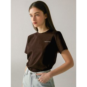 Hand Stitch Silket T-Shirt (BROWN)