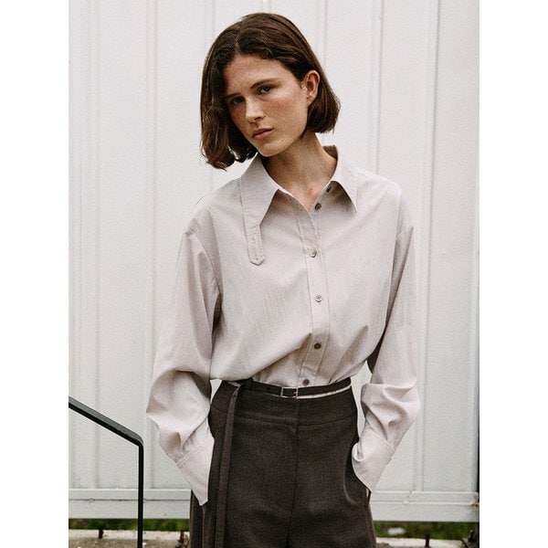 버튼 업 비조 셔츠_LIGHT BEIGE