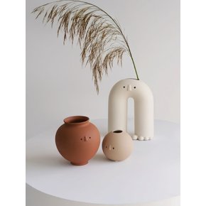 달항아리 눈코 도자기 화병 장식 화기 세라믹 꽃병 3type