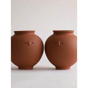 달항아리 눈코 도자기 화병 장식 화기 세라믹 꽃병 3type