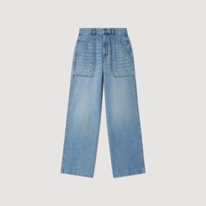 와이드 스트레이트 워싱 코튼 Jeansblau SFPJE00813