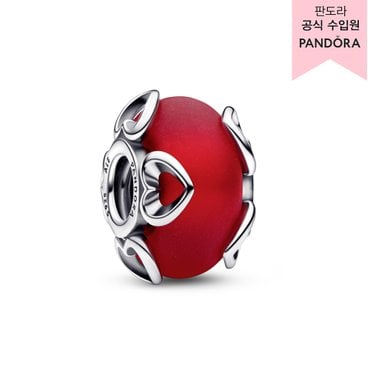 판도라 [백화점 보증서 제공]프로스티드 레드 뮤라노 글라스 & 하트 참_792497C01