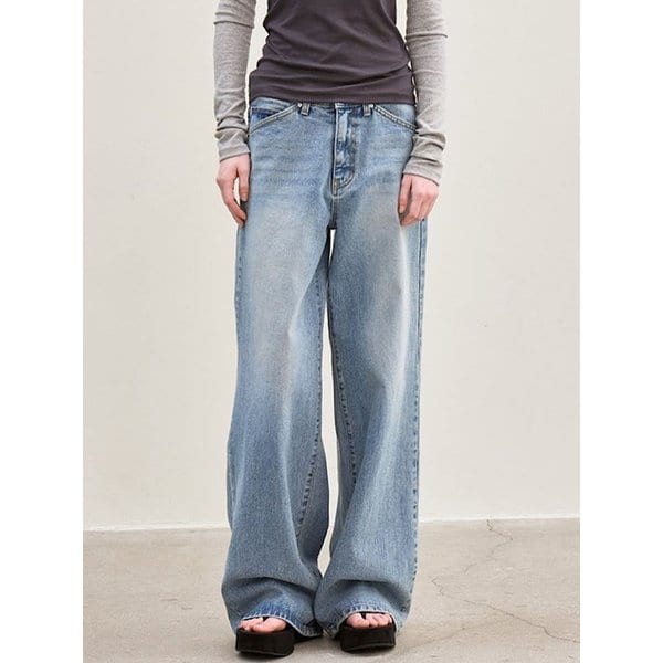 wide-fit denim pants (sky blue)