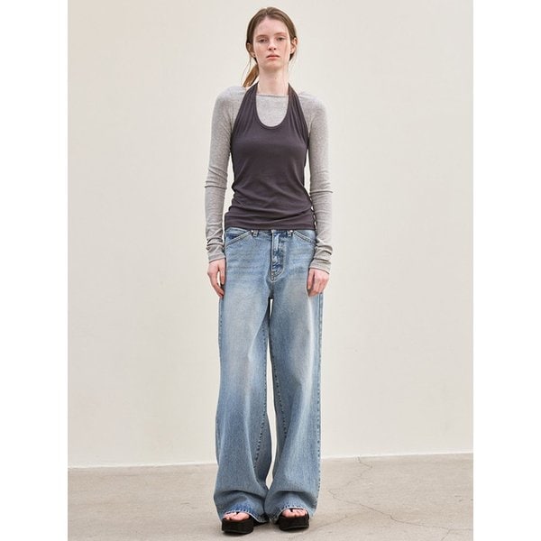 wide-fit denim pants (sky blue)