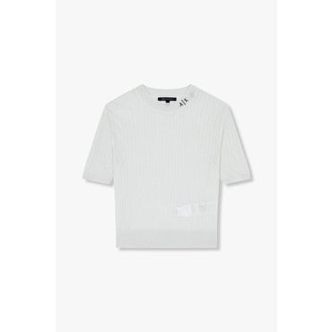 ARMANI EXCHANGE AX여성 글리터 자수 로고 크루넥 니트A425132511화이트