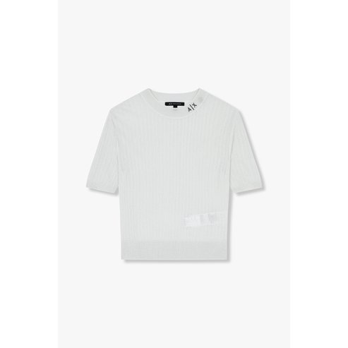 ARMANI EXCHANGE AX여성 글리터 자수 로고 크루넥 니트A425132511화이트