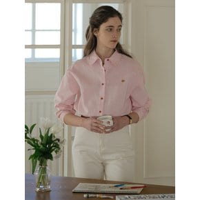 Mine button point logo shirt_Pink