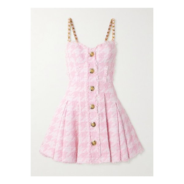장식 프레이 하운즈투스 코튼 혼방 트위드 미니 드레스 핑크 46376663162844111