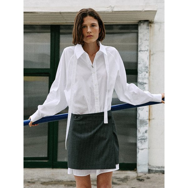 타이 포인트 레이어드 원피스_WHITE