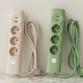 파스텔 3200W 고용량 절전형 3구 멀티탭 USB 1포트 C타입 1포트 1.4M