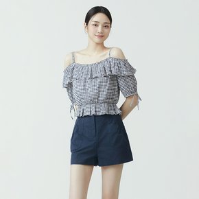 [24 S/S] 잇미샤 오프숄더 체크 블라우스 ITO6ZBL830